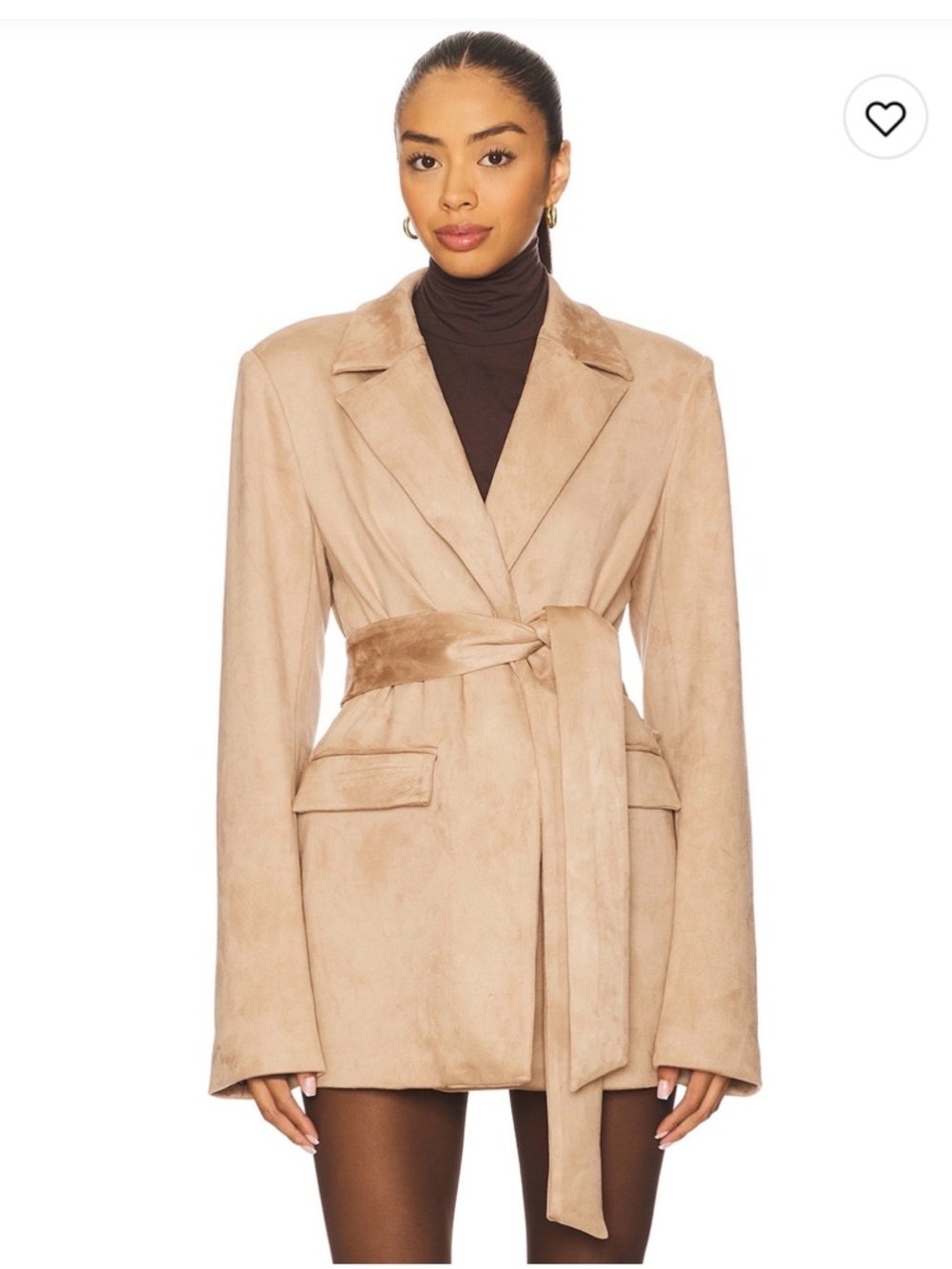 Lovers + Friends Tan Suede-Style Belted Blazer